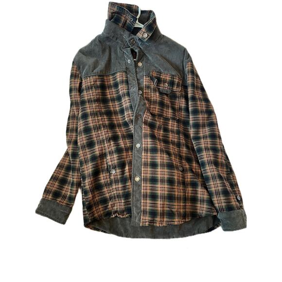 Beige Khaki Color Insulated Checkered Flannel Jacket Mens L - Picture 1 of 2